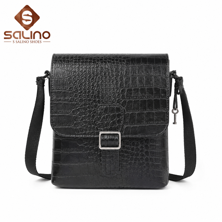 کیف چرم طبیعی مردانه سالینو مدل لتو رنگ مشکی