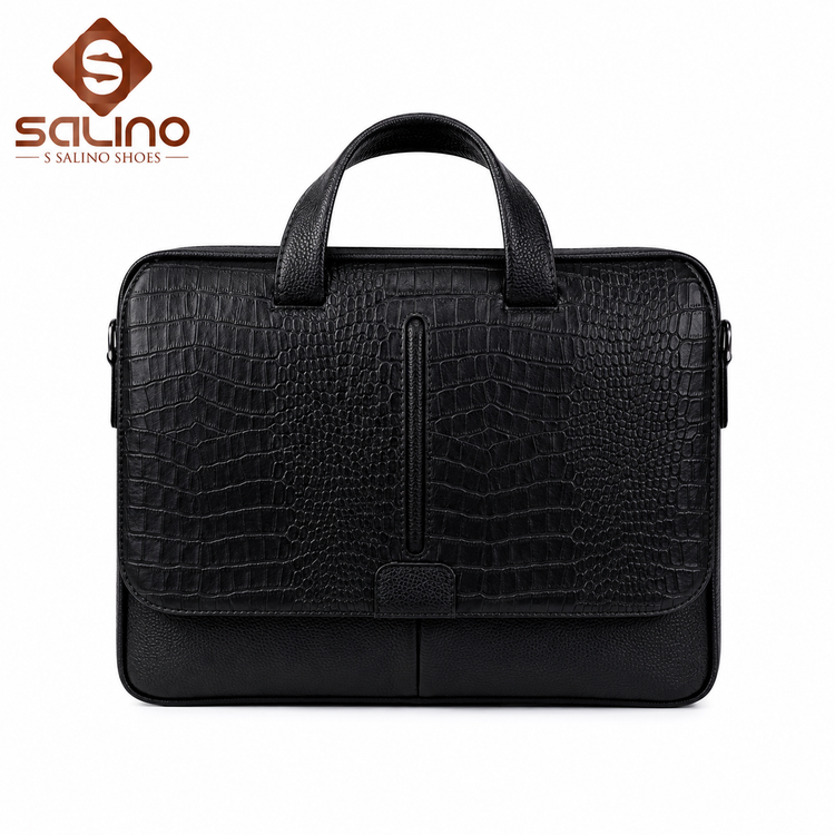 کیف چرم طبیعی مردانه سالینو مدل کارن رنگ مشکی